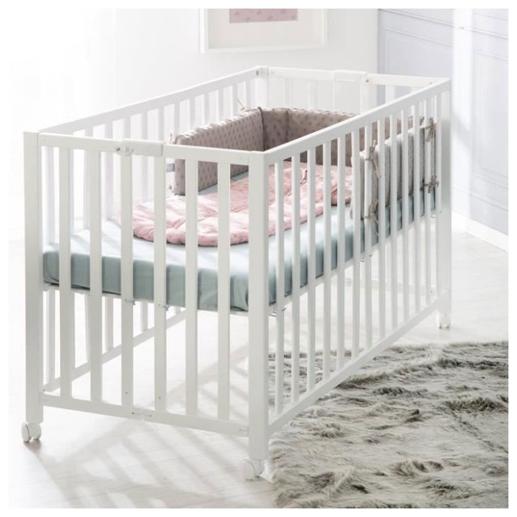 Lit bébé pliant - 60 x 120 cm - ROBA - FOLD UP - Roulettes - Blanc Lit bébé pliant - 60 x 120 cm - ROBA - FOLD UP - Roulettes - Blanc
