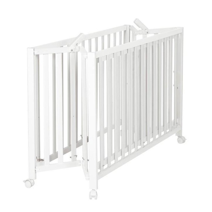 Lit bébé pliant - 60 x 120 cm - ROBA - FOLD UP - Roulettes - Blanc Lit bébé pliant - 60 x 120 cm - ROBA - FOLD UP - Roulettes - Blanc
