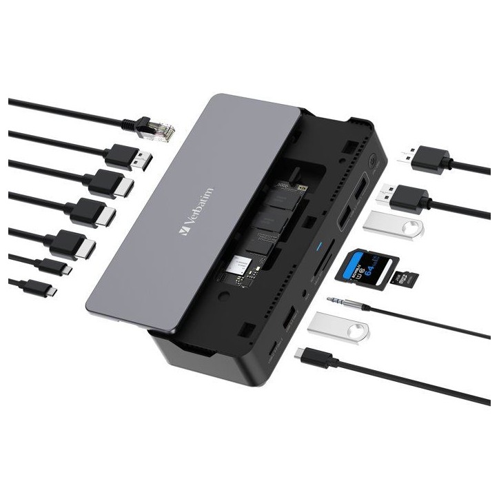 Station d'accueil portable USB-C 3.2 - VERBATIM - Pro CDS-15SSD - Avec SSD 256 Go inclus - Gris Station d'accueil portable USB-C 3.2 - VERBATIM - Pro CDS-15SSD - Avec SSD 256 Go inclus - Gris