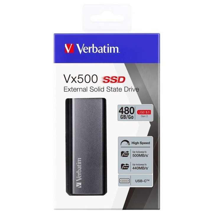 Disque SSD externe - VERBATIM - VX500 - 480 Go - Gris Disque SSD externe - VERBATIM - VX500 - 480 Go - Gris