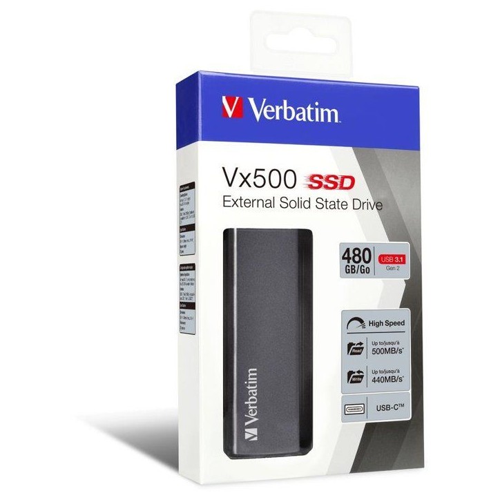 Disque SSD externe - VERBATIM - VX500 - 480 Go - Gris Disque SSD externe - VERBATIM - VX500 - 480 Go - Gris
