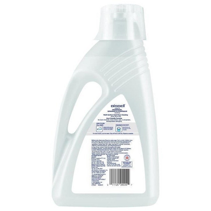 Nettoyant pour sols avec formule Naturelle - BISSELL - B31221 Crosswave - 2L, Spécial Animaux, Nettoyage Multi-Surfaces Nettoyant pour sols avec formule Naturelle - BISSELL - B31221 Crosswave - 2L, Spécial Animaux, Nettoyage Multi-Surfaces