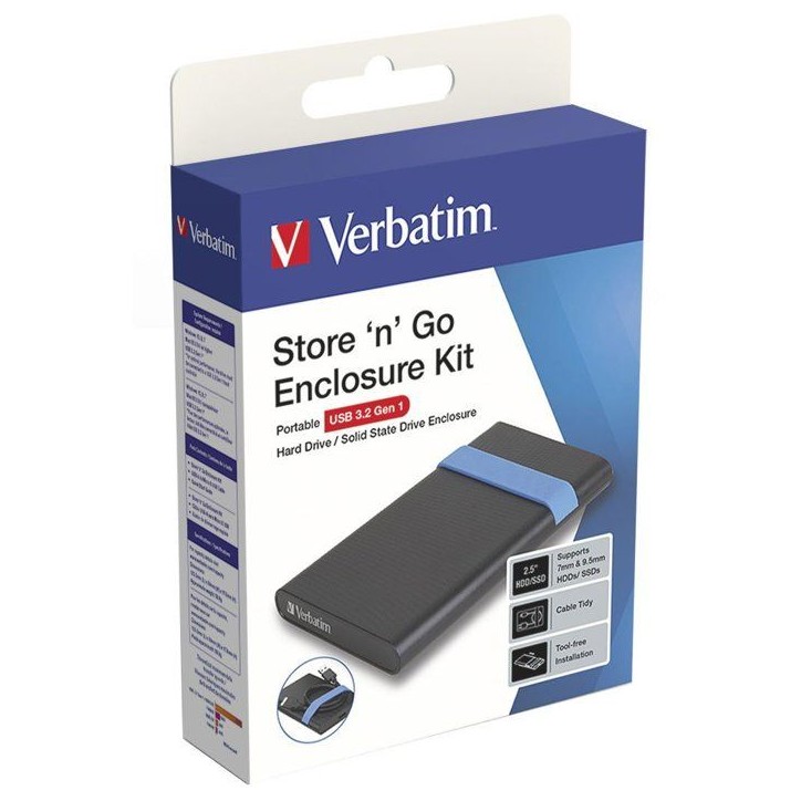 Boitier externe - VERBATIM - Store'N'Go USB 3.2 - SATA - 2,5 - Noir Boitier externe - VERBATIM - Store'N'Go USB 3.2 - SATA - 2,5 - Noir