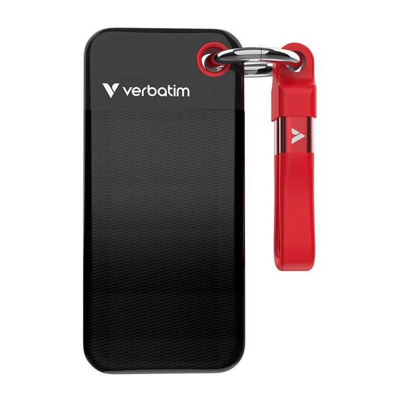 Disque SSD externe - VERBATIM - Pocket - 2 To - Noir / Rouge