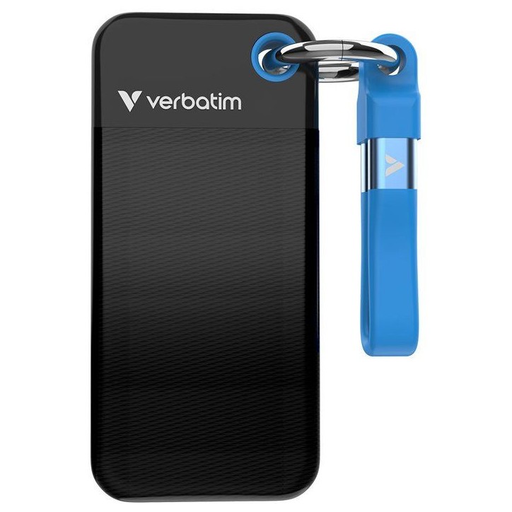 Disque SSD externe - VERBATIM - Pocket - 1 To - Noir / Bleu Disque SSD externe - VERBATIM - Pocket - 1 To - Noir / Bleu