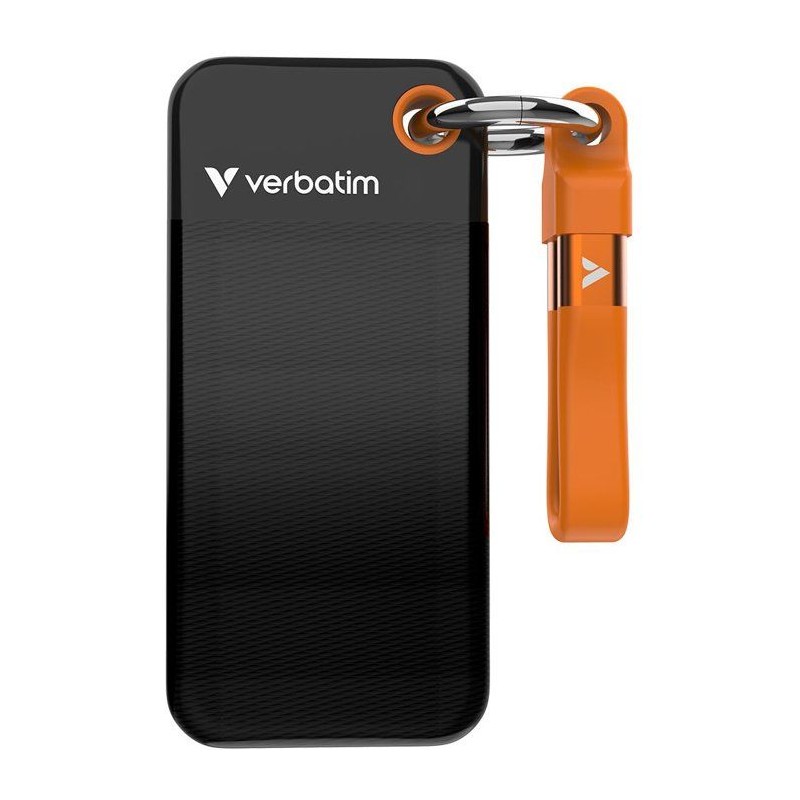 Disque SSD externe - VERBATIM - Pocket - 2 To - Noir / Orange