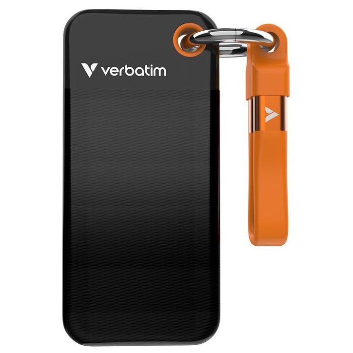 Disque SSD externe - VERBATIM - Pocket - 2 To - Noir / Orange Disque SSD externe - VERBATIM - Pocket - 2 To - Noir / Orange