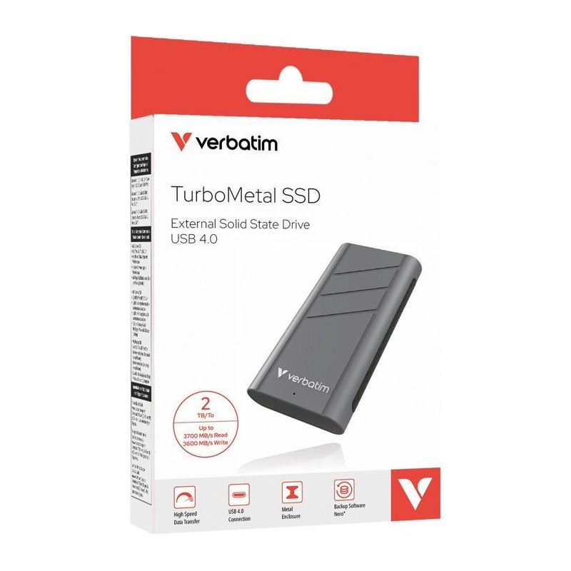 Disque SSD externe - VERBATIM - TurboMetal - 2 To - Gris