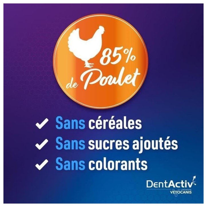 DentActiv - 10 Bâtonnets - VETOCANIS - Hygiene Bucco-Dentaire au Poulet pour Chat DentActiv - 10 Bâtonnets - VETOCANIS - Hygiene Bucco-Dentaire au Poulet pour Chat