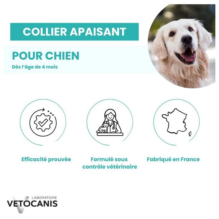 Collier apaisant - VETOCANIS - Chien - Anti-stress Collier apaisant - VETOCANIS - Chien - Anti-stress