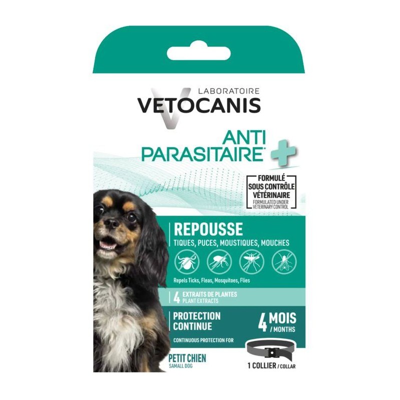 Collier antiparasitaire - VETOCANIS - Petit chien - 35 cm - Anti-puces