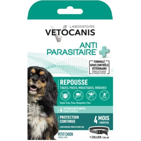 Collier antiparasitaire - VETOCANIS - Petit chien - 35 cm - Anti-puces