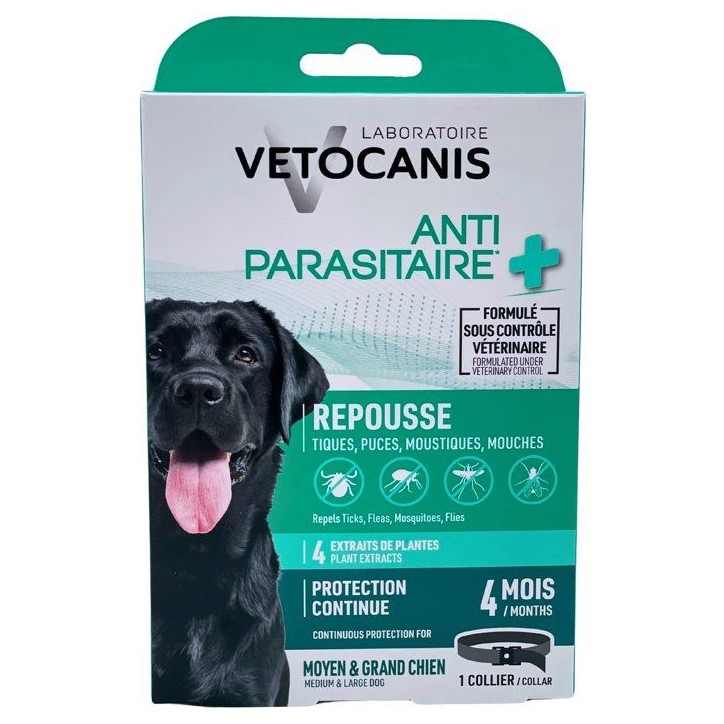 Collier antiparasitaire - VETOCANIS - Moyen et grand chien - 75 cm - Anti-puces - Anti-tiques Collier antiparasitaire - VETOCANIS - Moyen et grand chien - 75 cm - Anti-puces - Anti-tiques
