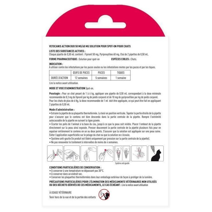 Action Duo pipette - VETOCANIS - Anti-Puces Anti-Tiques Chat Action Duo pipette - VETOCANIS - Anti-Puces Anti-Tiques Chat
