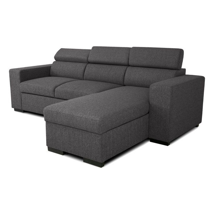 Canapé d'angle convertible réversible - 3/4 places - ACV REV COFFRE -tissu anthracite - L237xP167xH88- VICOMTE Canapé d'angle convertible réversible - 3/4 places - ACV REV COFFRE -tissu anthracite - L237xP167xH88- VICOMTE