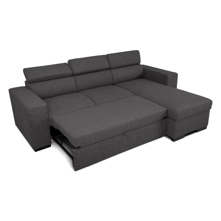 Canapé d'angle convertible réversible - 3/4 places - ACV REV COFFRE -tissu anthracite - L237xP167xH88- VICOMTE Canapé d'angle convertible réversible - 3/4 places - ACV REV COFFRE -tissu anthracite - L237xP167xH88- VICOMTE