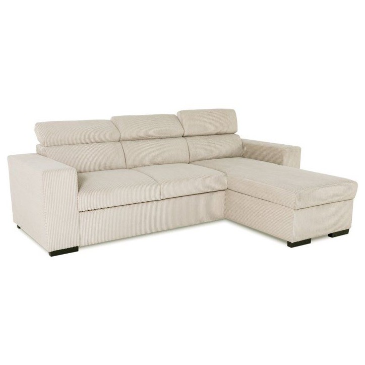 Canapé d'angle convertible réversible - 4 places - VICOMTE - Velours côtelé Beige - Coffre - 237 x 167 x 88 cm Canapé d'angle convertible réversible - 4 places - VICOMTE - Velours côtelé Beige - Coffre - 237 x 167 x 88 cm