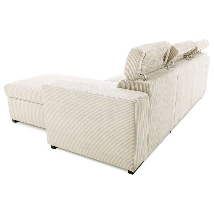 Canapé d'angle convertible réversible - 4 places - VICOMTE - Velours côtelé Beige - Coffre - 237 x 167 x 88 cm Canapé d'angle convertible réversible - 4 places - VICOMTE - Velours côtelé Beige - Coffre - 237 x 167 x 88 cm