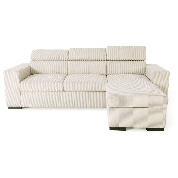 Canapé d'angle convertible réversible - 4 places - VICOMTE - Velours côtelé Beige - Coffre - 237 x 167 x 88 cm Canapé d'angle convertible réversible - 4 places - VICOMTE - Velours côtelé Beige - Coffre - 237 x 167 x 88 cm