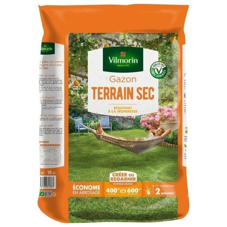 VILMORIN Semences de gazon rustique pour terrain sec - 10 kg VILMORIN Semences de gazon rustique pour terrain sec - 10 kg