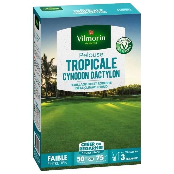 VILMORIN Semences de gazon bord de mer Les Tropicales Cynodon Dactylon - 500 g VILMORIN Semences de gazon bord de mer Les Tropicales Cynodon Dactylon - 500 g