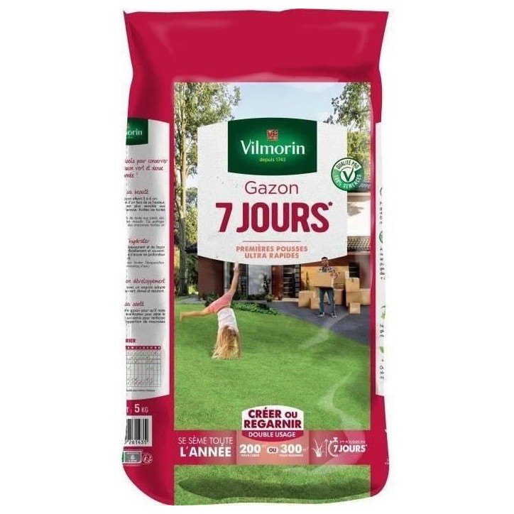 VILMORIN Semences de gazon 7 jours - 5 kg VILMORIN Semences de gazon 7 jours - 5 kg