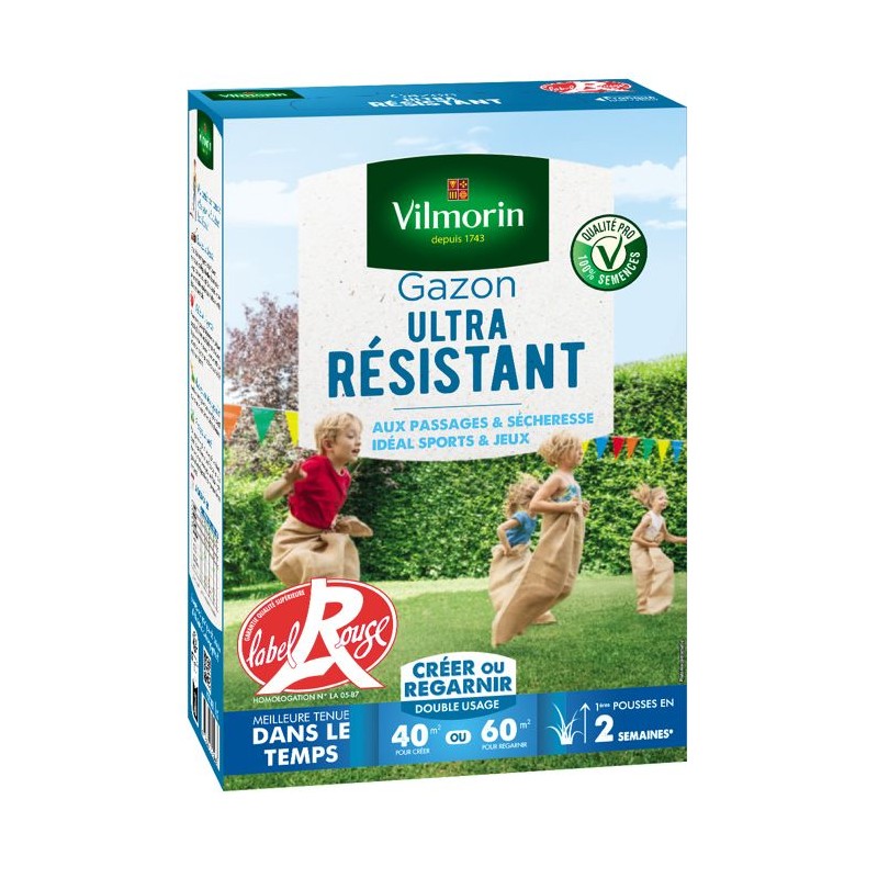 Gazon - Vilmorin - Gazon Ultra Résistant - Label Rouge - 1 kg