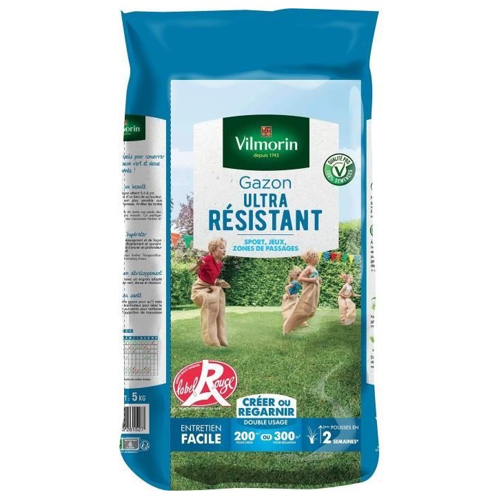 VILMORIN Semences de gazon ultra-résistant Label Rouge - 5 kg VILMORIN Semences de gazon ultra-résistant Label Rouge - 5 kg