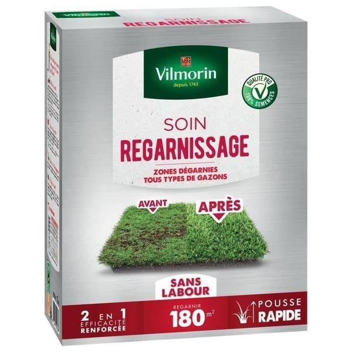 VILMORIN Semences pour soins et regarnissage universel de gazon - 2 en 1 - 3 kg VILMORIN Semences pour soins et regarnissage universel de gazon - 2 en 1 - 3 kg