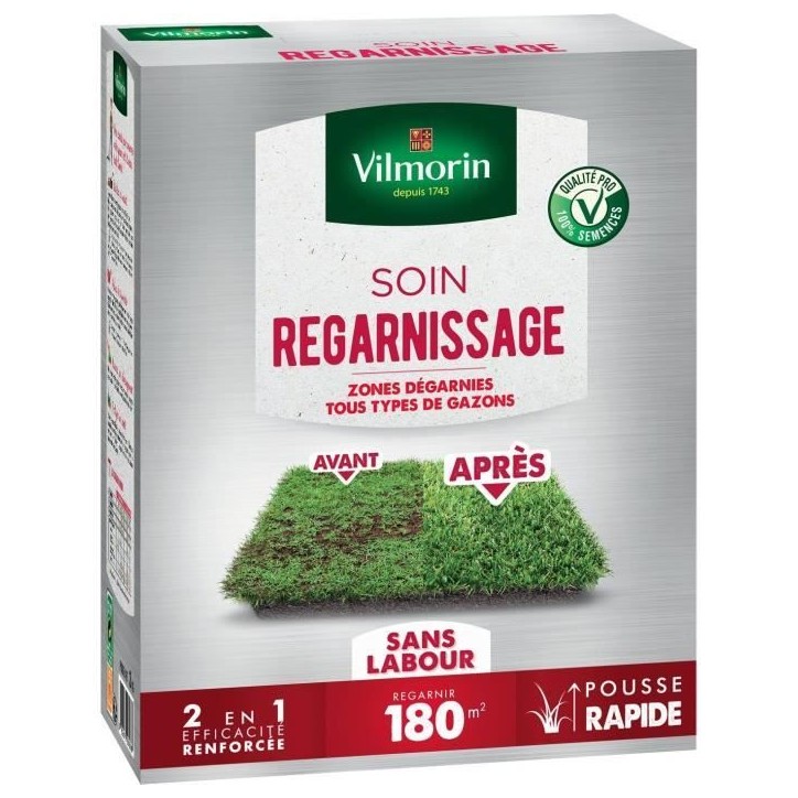 VILMORIN Semences pour soins et regarnissage universel de gazon - 2 en 1 - 3 kg VILMORIN Semences pour soins et regarnissage universel de gazon - 2 en 1 - 3 kg