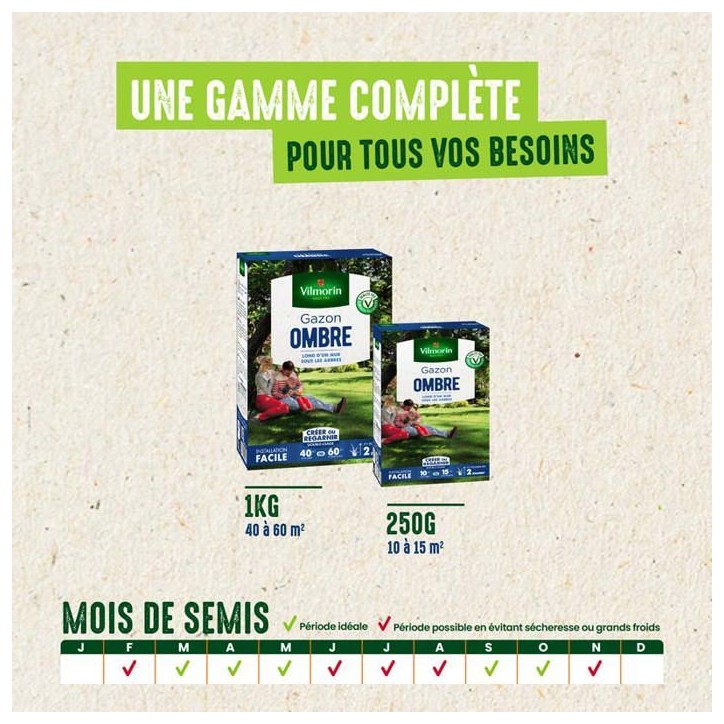 Gazon - Vilmorin - Gazon Ombre - 1 kg Gazon - Vilmorin - Gazon Ombre - 1 kg