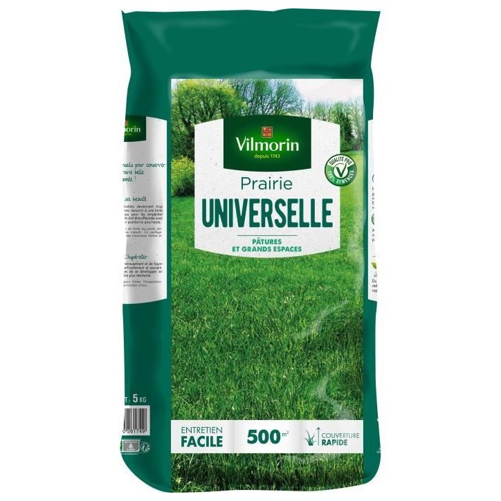 Semences Prairie universelle VILMORIN - Sac 5 kg - 500 m² - Idéale pour vos animaux Semences Prairie universelle VILMORIN - Sac 5 kg - 500 m² - Idéale pour vos animaux
