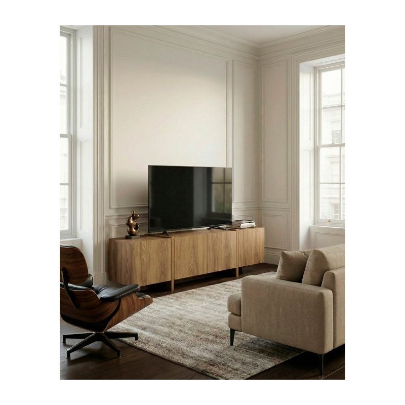 Meuble TV VOLIA – Chene Foncé – 4 portes – 180 x 35 x 55 cm