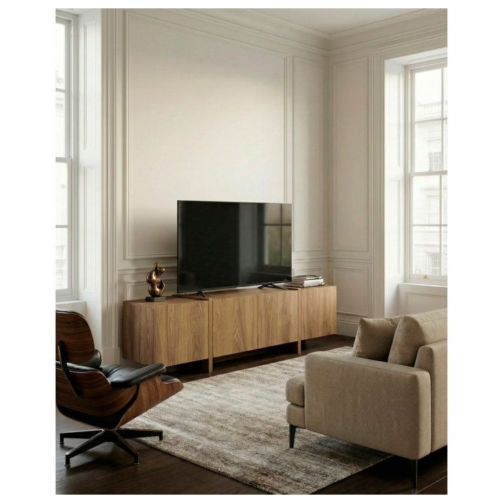 Meuble TV VOLIA – Chene Foncé – 4 portes – 180 x 35 x 55 cm Meuble TV VOLIA – Chene Foncé – 4 portes – 180 x 35 x 55 cm