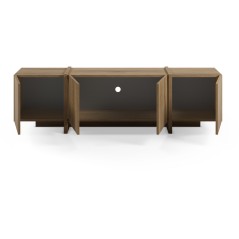 Meuble TV VOLIA – Chene Foncé – 4 portes – 180 x 35 x 55 cm