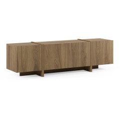Meuble TV VOLIA – Chene Foncé – 4 portes – 180 x 35 x 55 cm