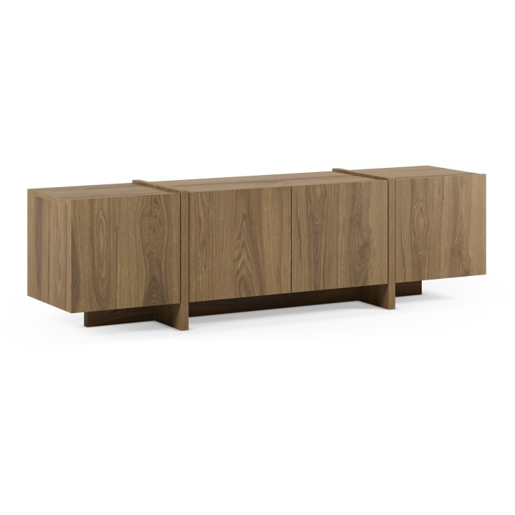 Meuble TV VOLIA – Chene Foncé – 4 portes – 180 x 35 x 55 cm Meuble TV VOLIA – Chene Foncé – 4 portes – 180 x 35 x 55 cm