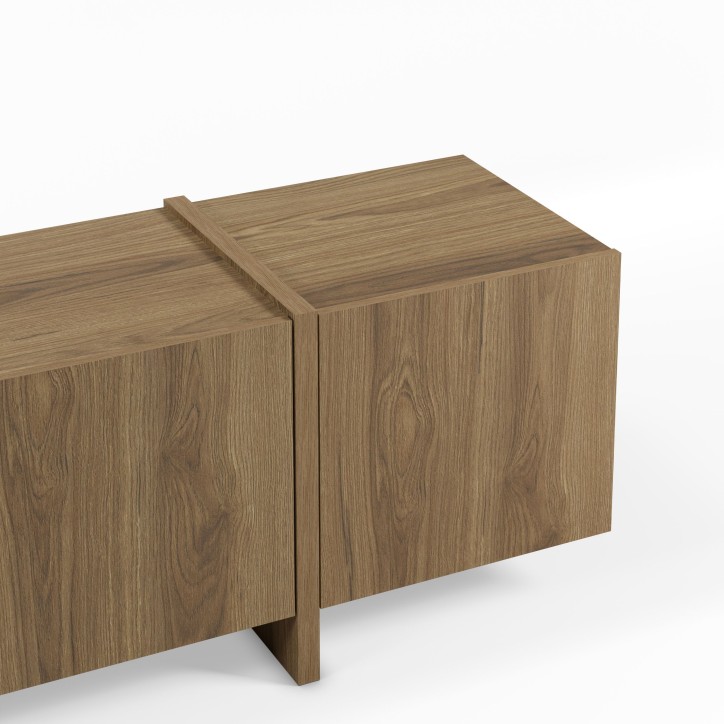 Meuble TV VOLIA – Chene Foncé – 4 portes – 180 x 35 x 55 cm Meuble TV VOLIA – Chene Foncé – 4 portes – 180 x 35 x 55 cm