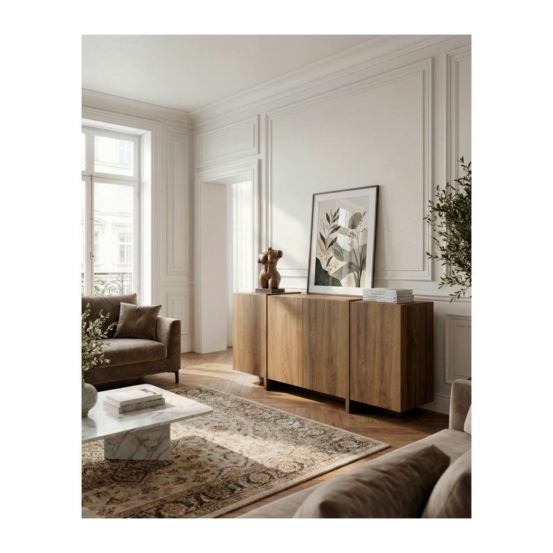 Buffet VOLIA - Chene Foncé – 4 portes – 180 x 40 x 79 cm