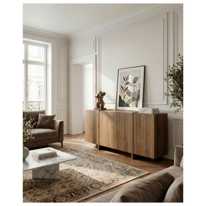 Buffet VOLIA - Chene Foncé – 4 portes – 180 x 40 x 79 cm Buffet VOLIA - Chene Foncé – 4 portes – 180 x 40 x 79 cm