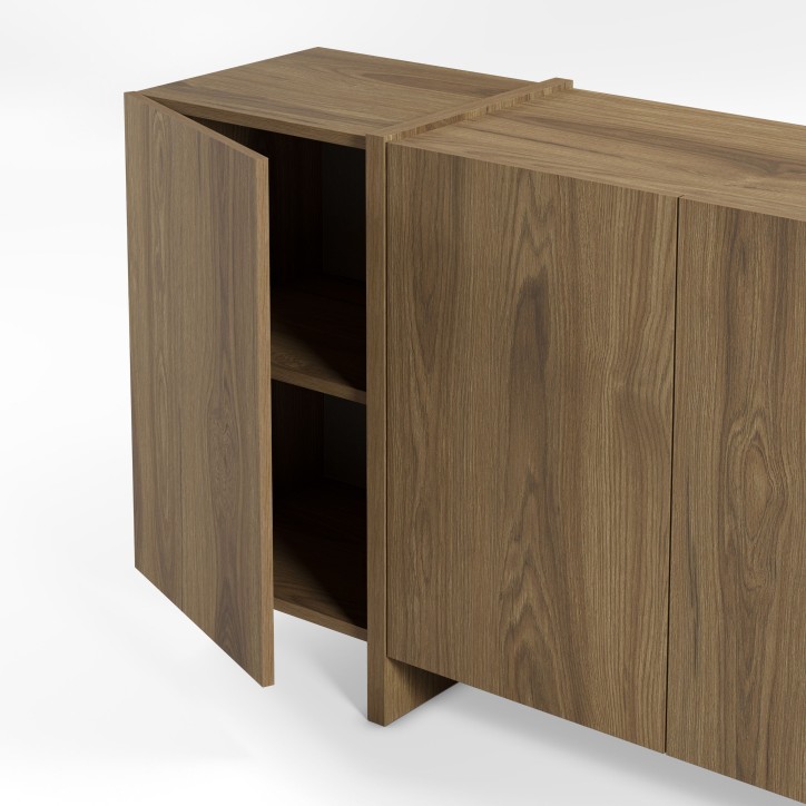 Buffet VOLIA - Chene Foncé – 4 portes – 180 x 40 x 79 cm Buffet VOLIA - Chene Foncé – 4 portes – 180 x 40 x 79 cm