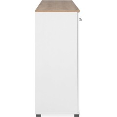 Buffet VOLOS - Blanc & Chene Artisan - 4 portes, 1 tiroir - 160 x 37,5