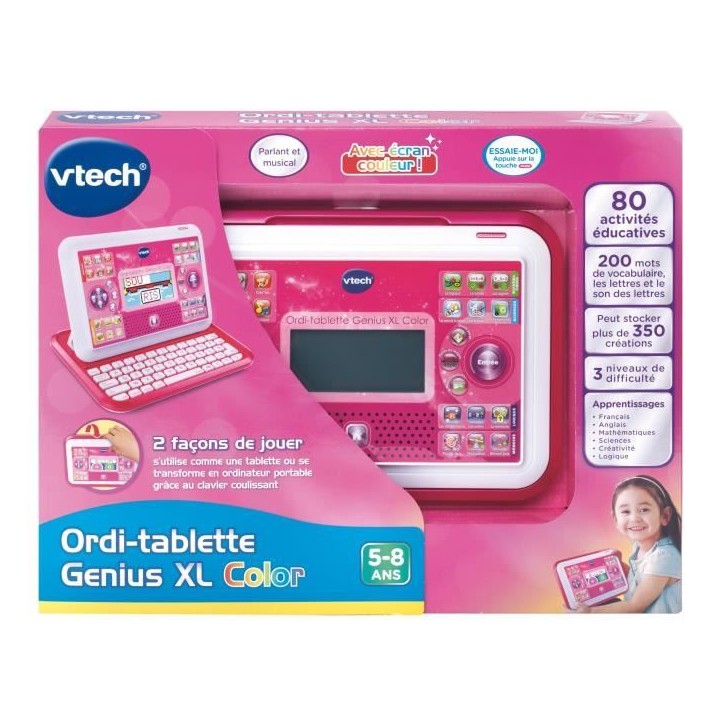 Ordi-Tablette Enfant VTECH Genius XL Color Rose - 2 en 1 avec écran couleur - Mixte - A partir de 5 ans Ordi-Tablette Enfant VTECH Genius XL Color Rose - 2 en 1 avec écran couleur - Mixte - A partir de 5 ans