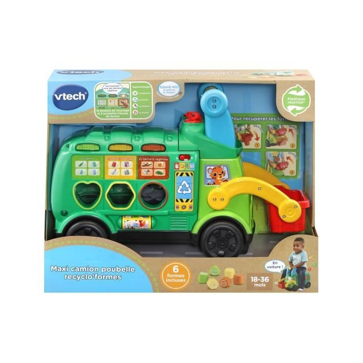 Porteur Maxi Camion Poubelle Recyclo'Formes - VTECH BABY - Jouet éducatif pour enfant de 18 a 36 mois Porteur Maxi Camion Poubelle Recyclo'Formes - VTECH BABY - Jouet éducatif pour enfant de 18 a 36 mois