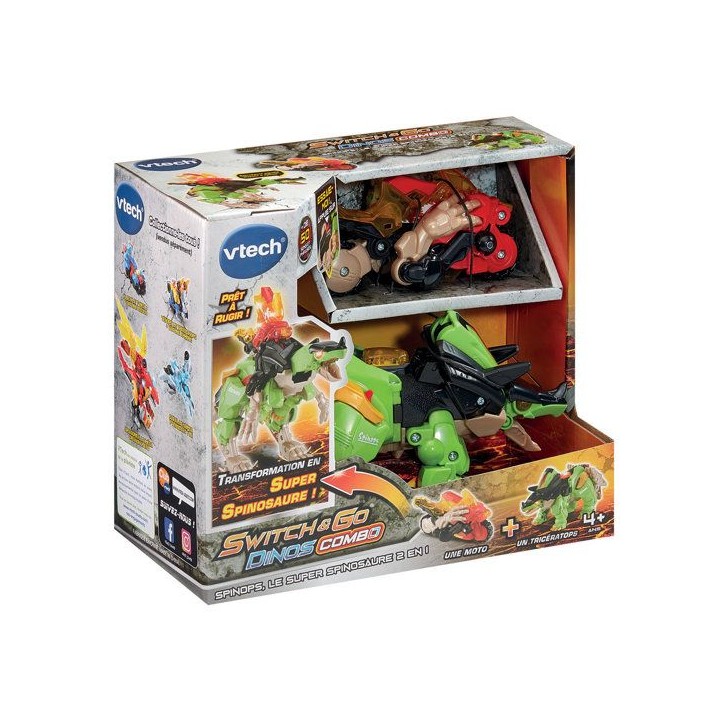 VTECH - SWITCH & GO DINOS COMBO - SPINOPS, LE SUPER SPINOSAURE 2 EN 1 - Multicolore