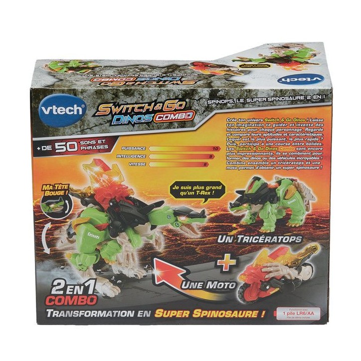 VTECH - SWITCH & GO DINOS COMBO - SPINOPS, LE SUPER SPINOSAURE 2 EN 1 - Multicolore