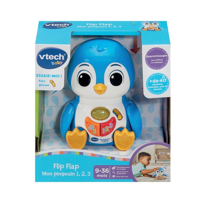 VTECH BABY - FLIP FLAP MON PINGOUIN 1,2,3 - Bleu