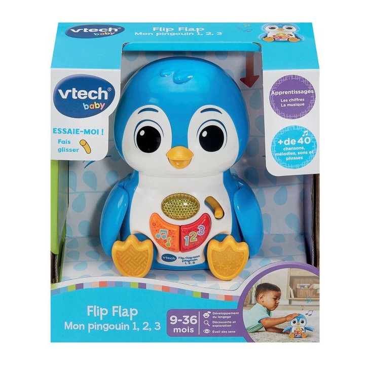 VTECH BABY - FLIP FLAP MON PINGOUIN 1,2,3 - Bleu VTECH BABY - FLIP FLAP MON PINGOUIN 1,2,3 - Bleu