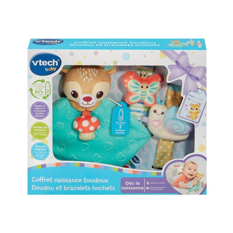 VTECH BABY - COFFRET NAISSANCE TOUDOUX - DOUDOU ET BRACELETS HOCHETS (