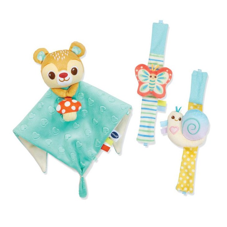 VTECH BABY - COFFRET NAISSANCE TOUDOUX - DOUDOU ET BRACELETS HOCHETS (BOUTEILLES PLASTIQUE RECYCLÉES) - Multicolore VTECH BABY - COFFRET NAISSANCE TOUDOUX - DOUDOU ET BRACELETS HOCHETS (BOUTEILLES PLASTIQUE RECYCLÉES) - Multicolore
